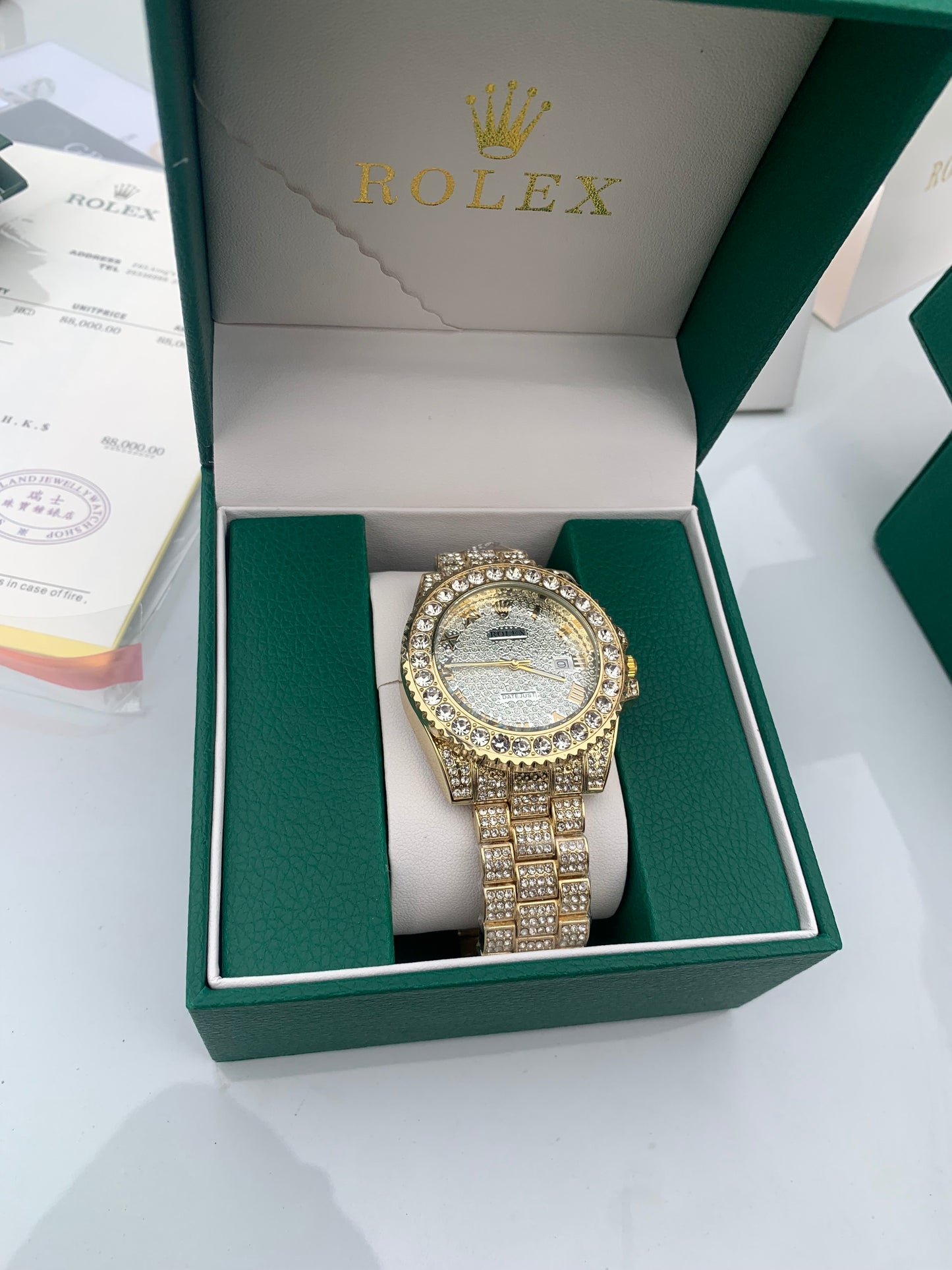 VVS Lab Diamond Rolex Watch Gold Designer “Pass Diamond Test”