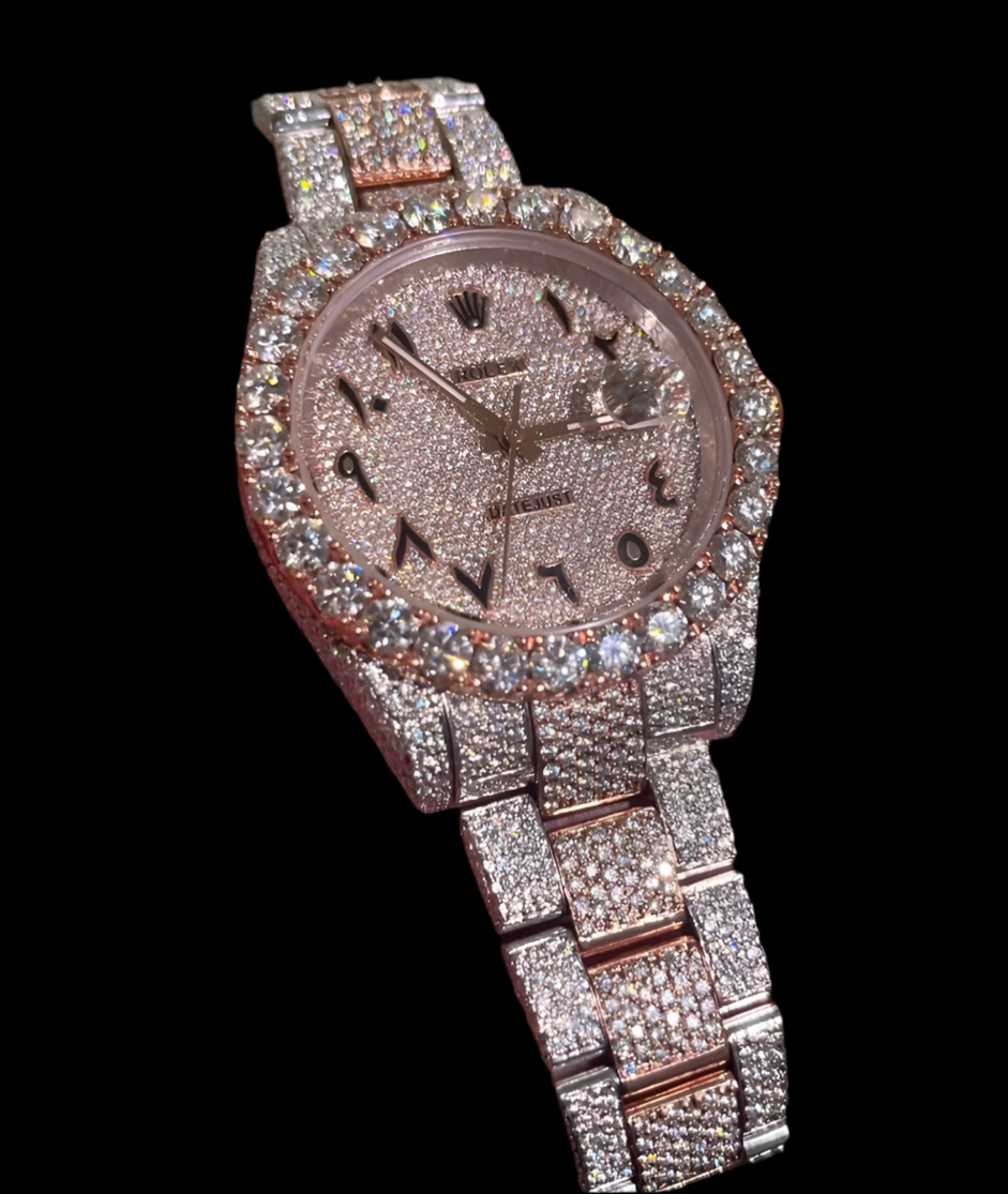 VVS Lab Diamond Rolex Watch Rose Gold Designer Date Just “Pass Diamond Test”