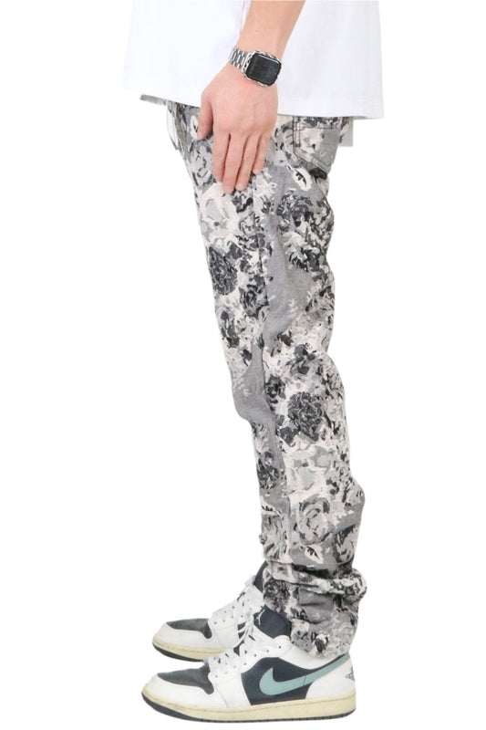 VISTA Men's premium jacquard slim straight fit denim pants