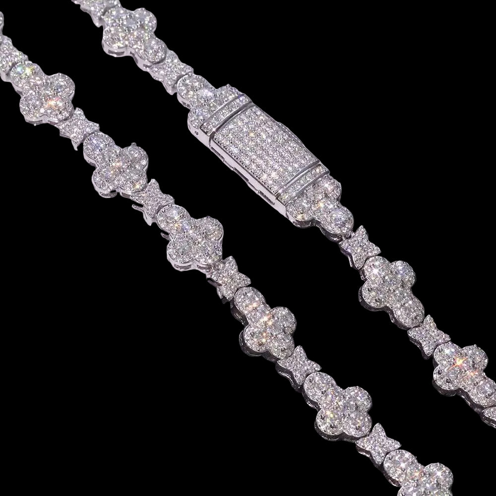 VVS Moissanite Gold Silver Cross Bracelet 925 Sterling Silver Bracelet "pass diamond test"