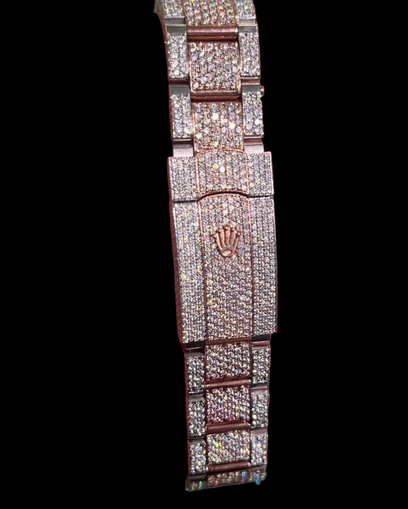 VVS Lab Diamond Rolex Watch Rose Gold Designer Date Just  “Pass Diamond Test”