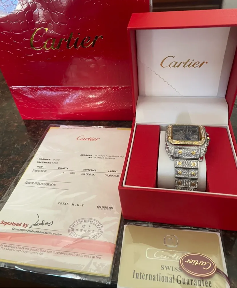 VVS Lab Grown Diamond Cartier Watch pass diamond test Bussdown comes with original box and gra paperwork
