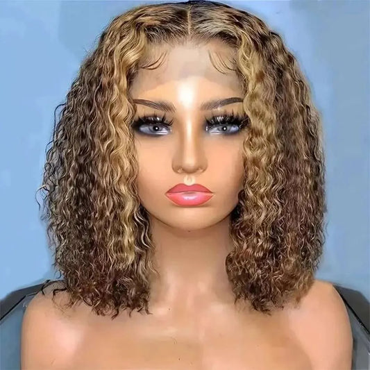 Deep Water Wave Bob Highlighted Curly 13x4 13x6 Lace Front Brazilian 100% Real Human Hair 7x5 Glueless Short Wig