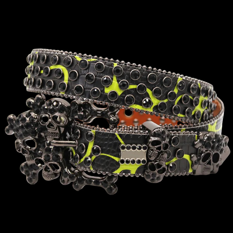 💀 Ikonic Fashions Rhinestone Skull Belt – Western Bling, Unleashed