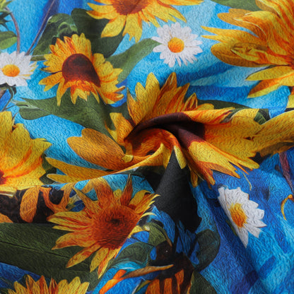 100% Cotton Hawaiian Shirt For Men Sunflowers Growing Wild Camp Collar Shirt By Sun