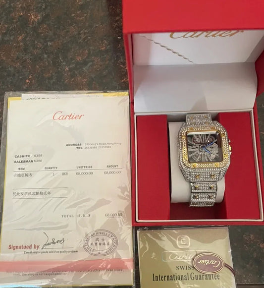 VVS Lab Grown Diamond Cartier Watch pass diamond test Bussdown comes with original box and gra paperwork