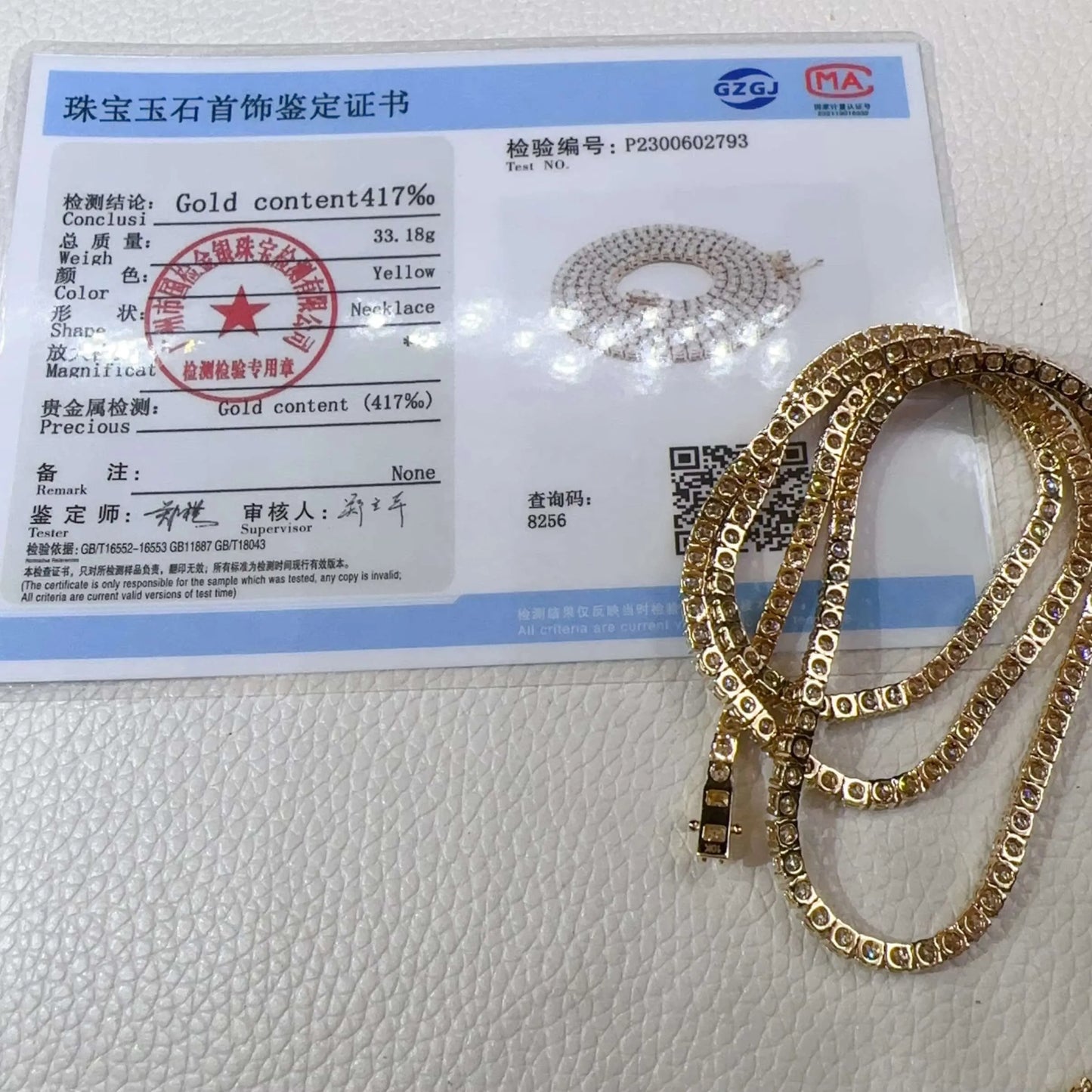 Real Gold VVS Lab Diamond Iced Out Jewelry Moissanite Lab Diamond Tennis Chain "Pass Diamond Test"