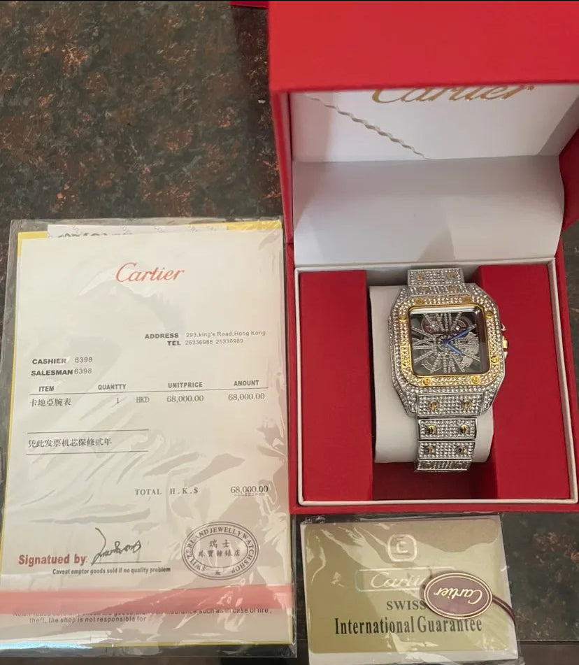 VVS Lab Grown Diamond Cartier Watch pass diamond test Bussdown comes with original box and gra paperwork