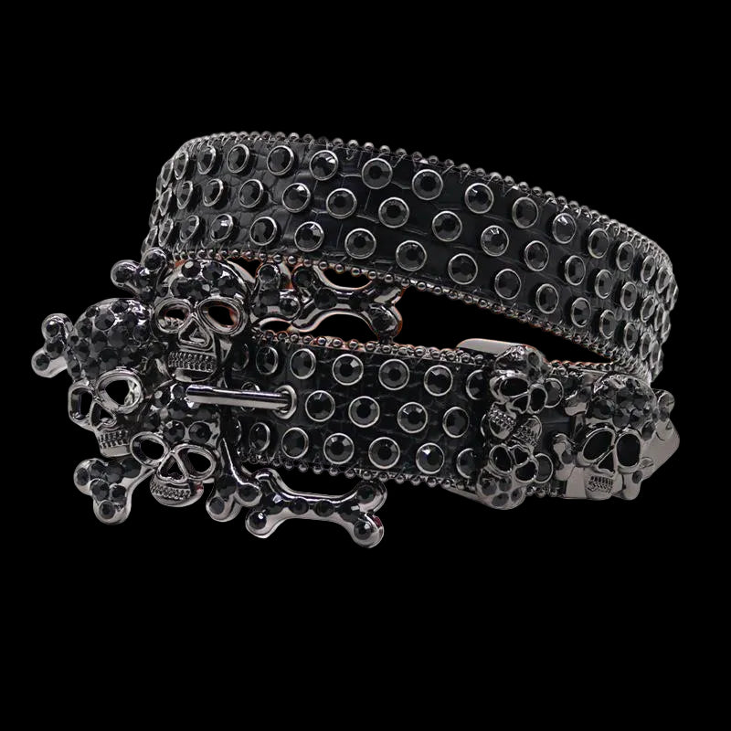 💀 Ikonic Fashions Rhinestone Skull Belt – Western Bling, Unleashed