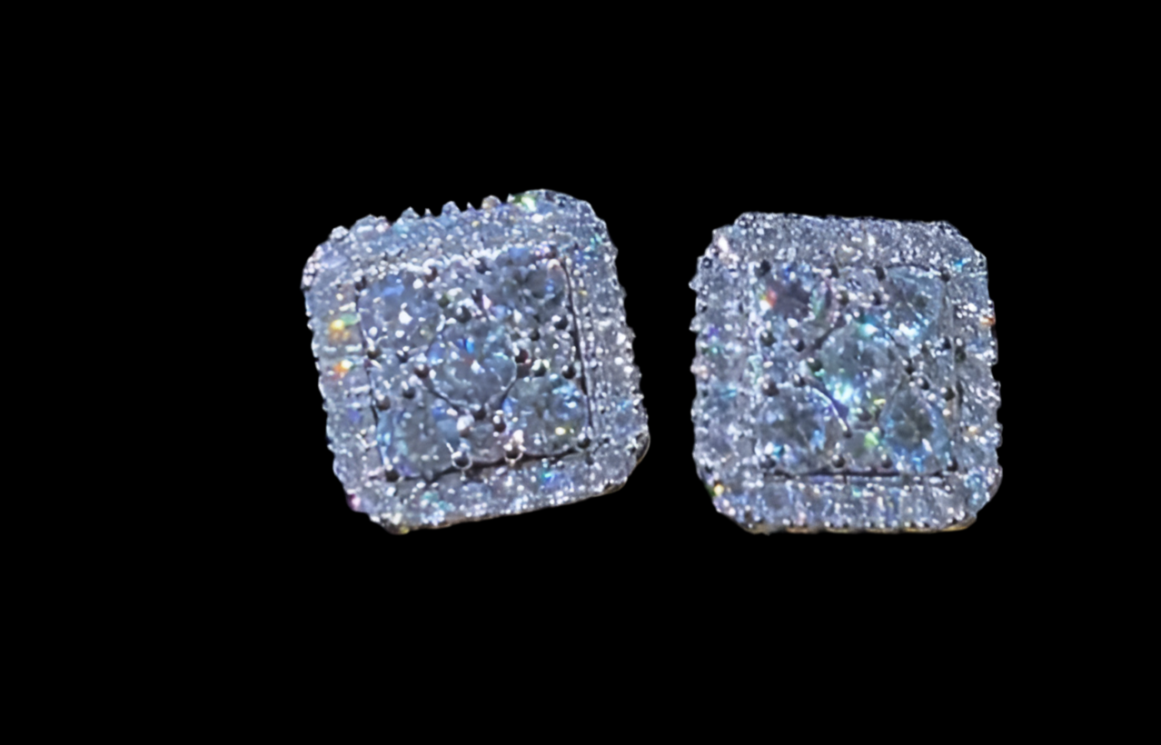 VVS Moissanite iced out Earrings pass diamond test