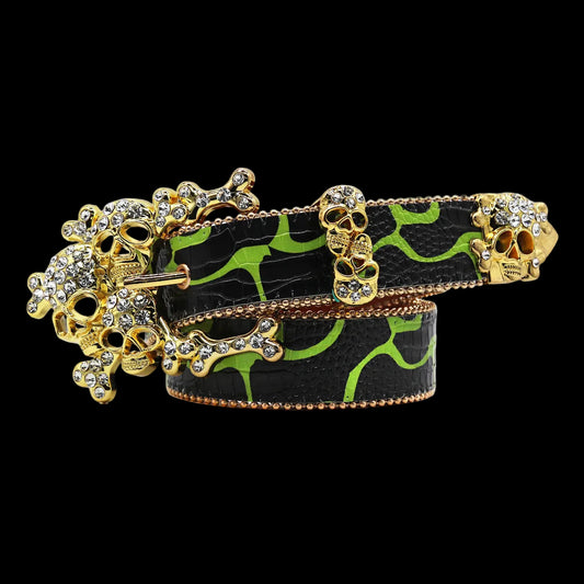 💀 Ikonic Fashions Rhinestone Skull Belt – Western Bling, Unleashed