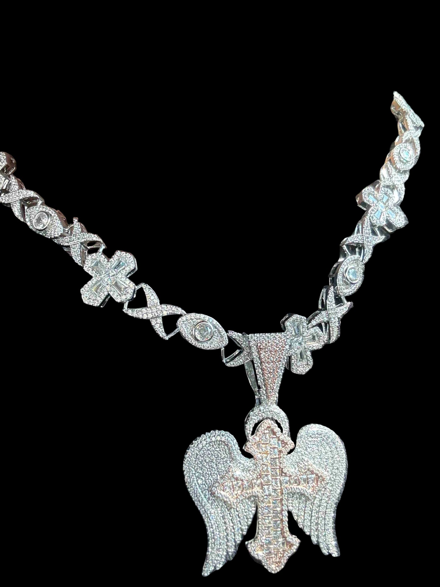 VVS Moissanite Buss down Cross Pendant Hiphop Sterling Silver Diamond "Pass Diamond Test"