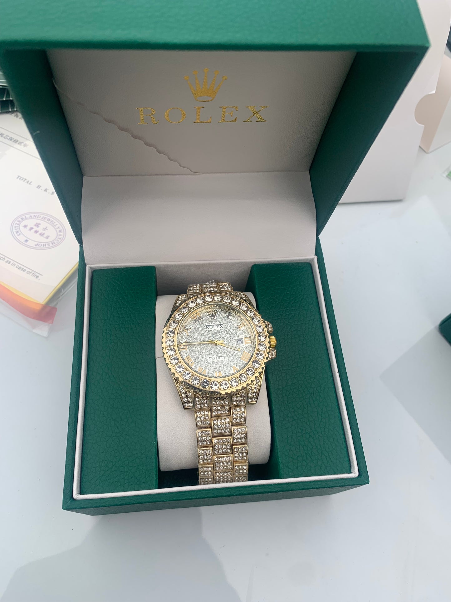 VVS Lab Diamond Rolex Watch Gold Designer  “Pass Diamond Test”