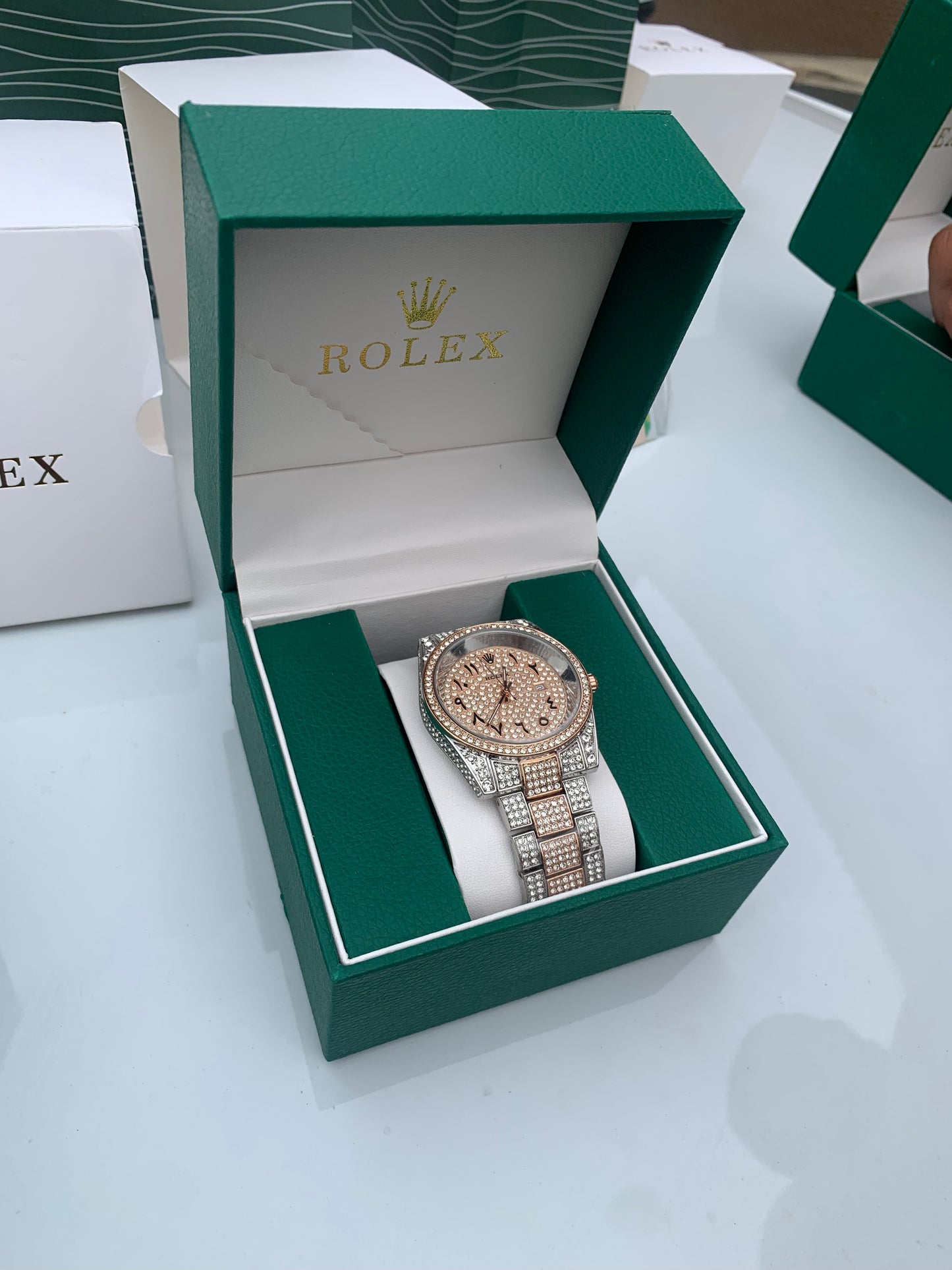 VVS Lab Diamond Rolex Watch Rose Gold silver Designer  “Pass Diamond Test”