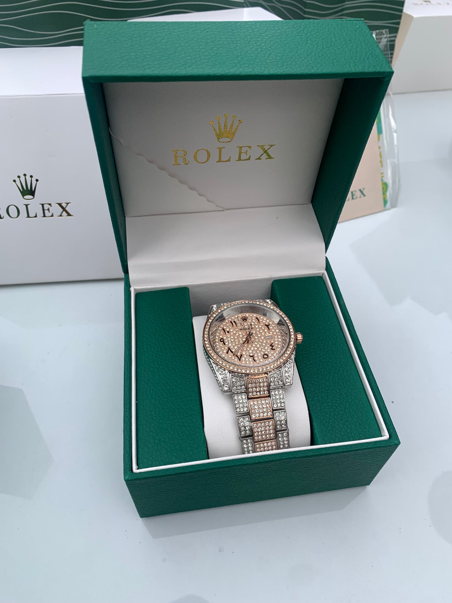 VVS Lab Diamond Rolex Watch Rose Gold silver Designer  “Pass Diamond Test”