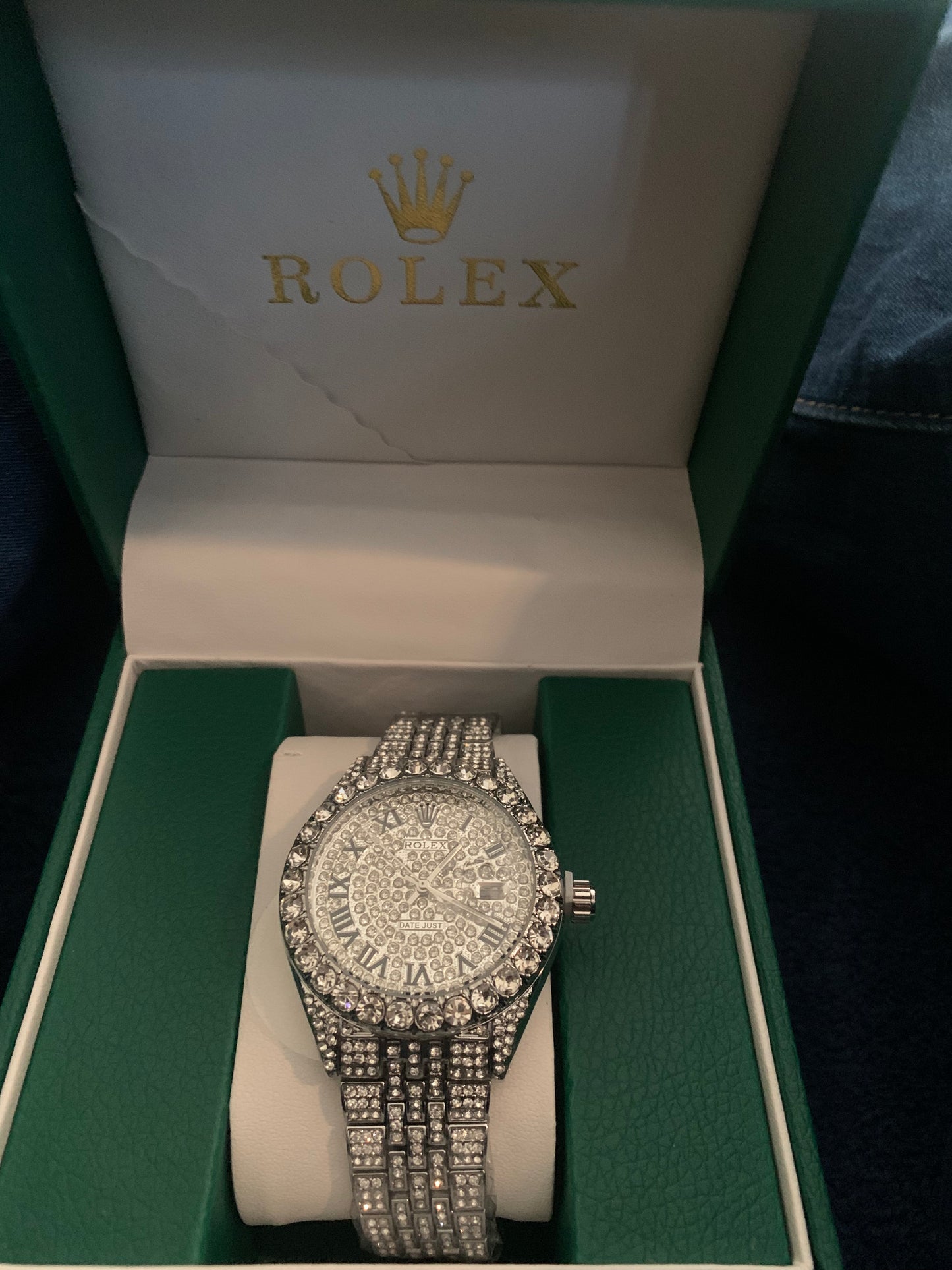 VVS Lab Diamond Rolex Watch silver Designer  “Pass Diamond Test”