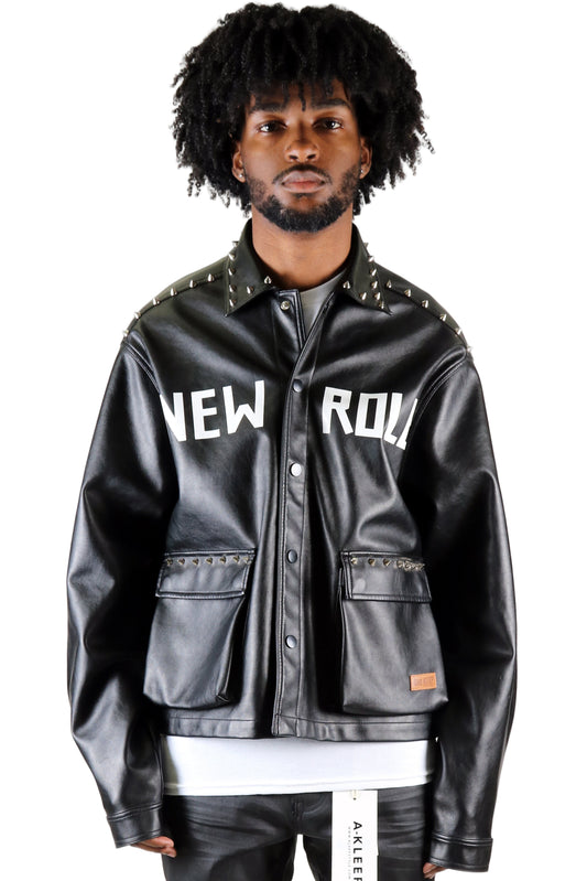 DRAKON Faux Leather Crop Top Jacket