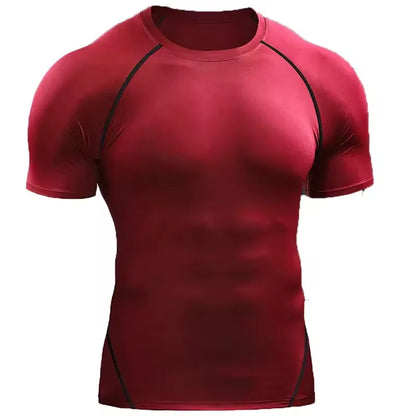 Men's Compression T-Shirt Summer Sportswear Running T shirt Elastic Quick Dry Sport Tops Tee Athletic Gym Workout T Shirts Men
