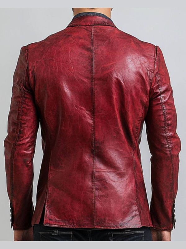 Teddy Red Leather Blazer – Stylish Men’s Leather Jacket