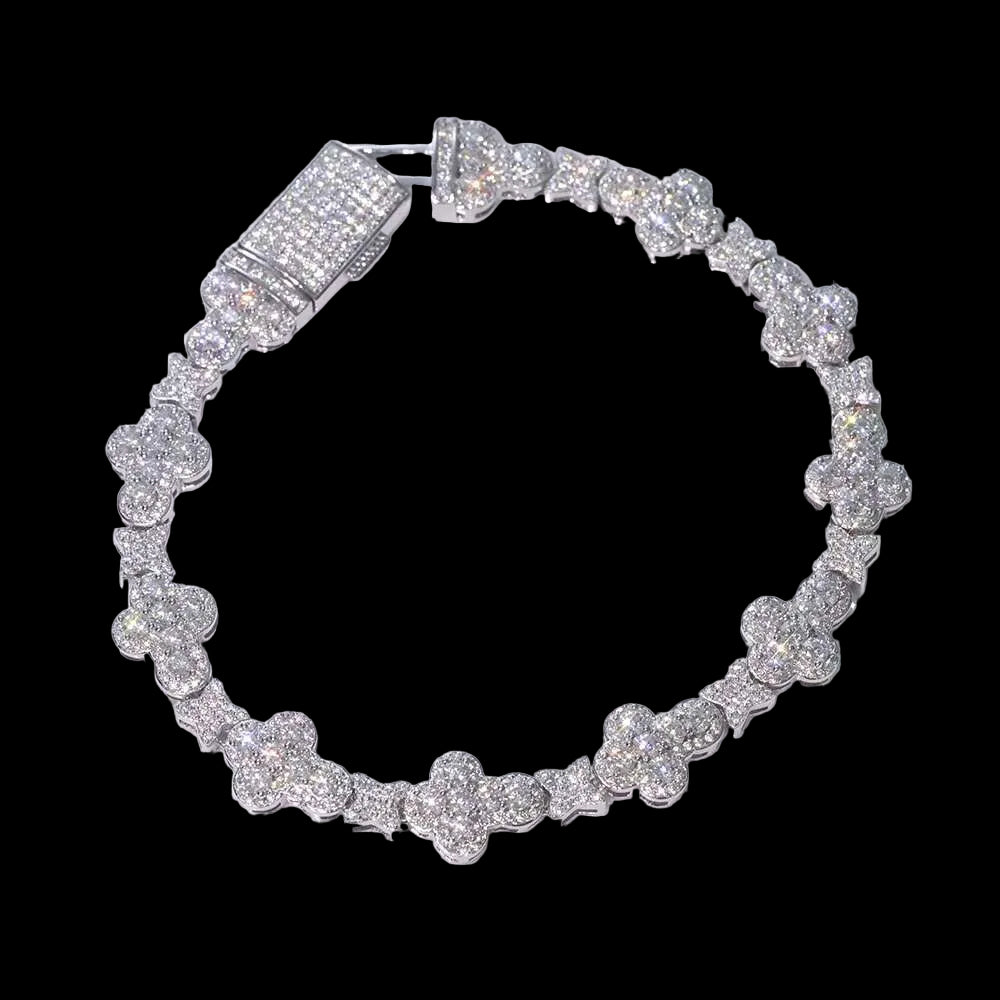 VVS Moissanite Gold Silver Cross Bracelet 925 Sterling Silver Bracelet "pass diamond test"