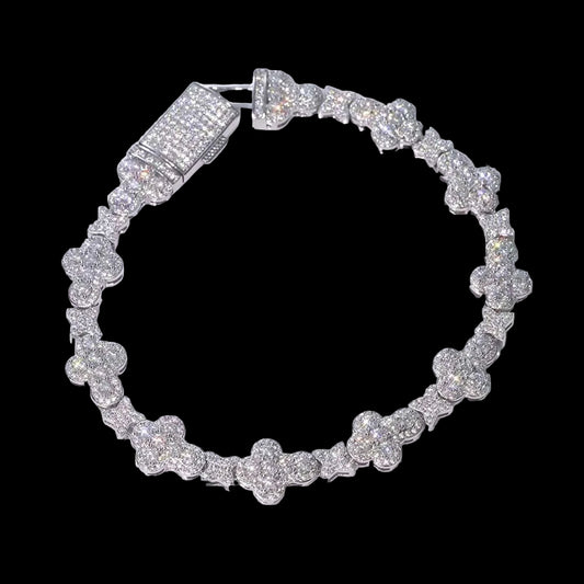 VVS Moissanite Gold Silver Cross Bracelet 925 Sterling Silver Bracelet "pass diamond test"