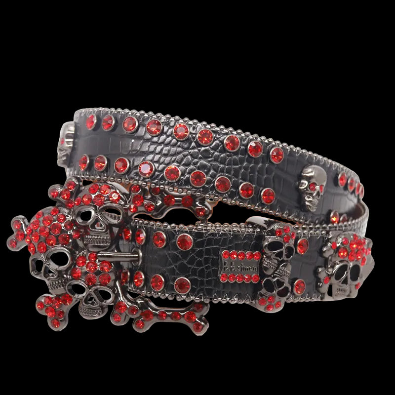 💀 Ikonic Fashions Rhinestone Skull Belt – Western Bling, Unleashed