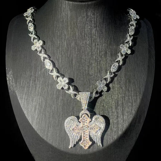 VVS Moissanite Buss down Cross Pendant Hiphop Sterling Silver Diamond "Pass Diamond Test"