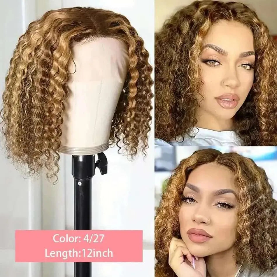Deep Water Wave Bob Highlighted Curly 13x4 13x6 Lace Front Brazilian 100% Real Human Hair 7x5 Glueless Short Wig