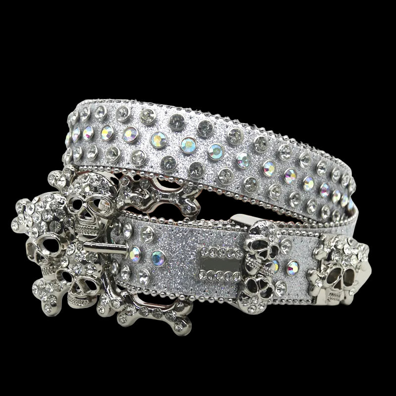 💀 Ikonic Fashions Rhinestone Skull Belt – Western Bling, Unleashed