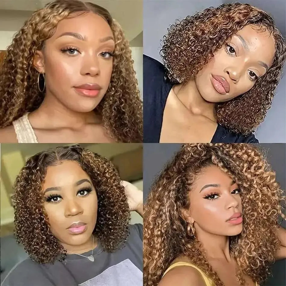 Deep Water Wave Bob Highlighted Curly 13x4 13x6 Lace Front Brazilian 100% Real Human Hair 7x5 Glueless Short Wig