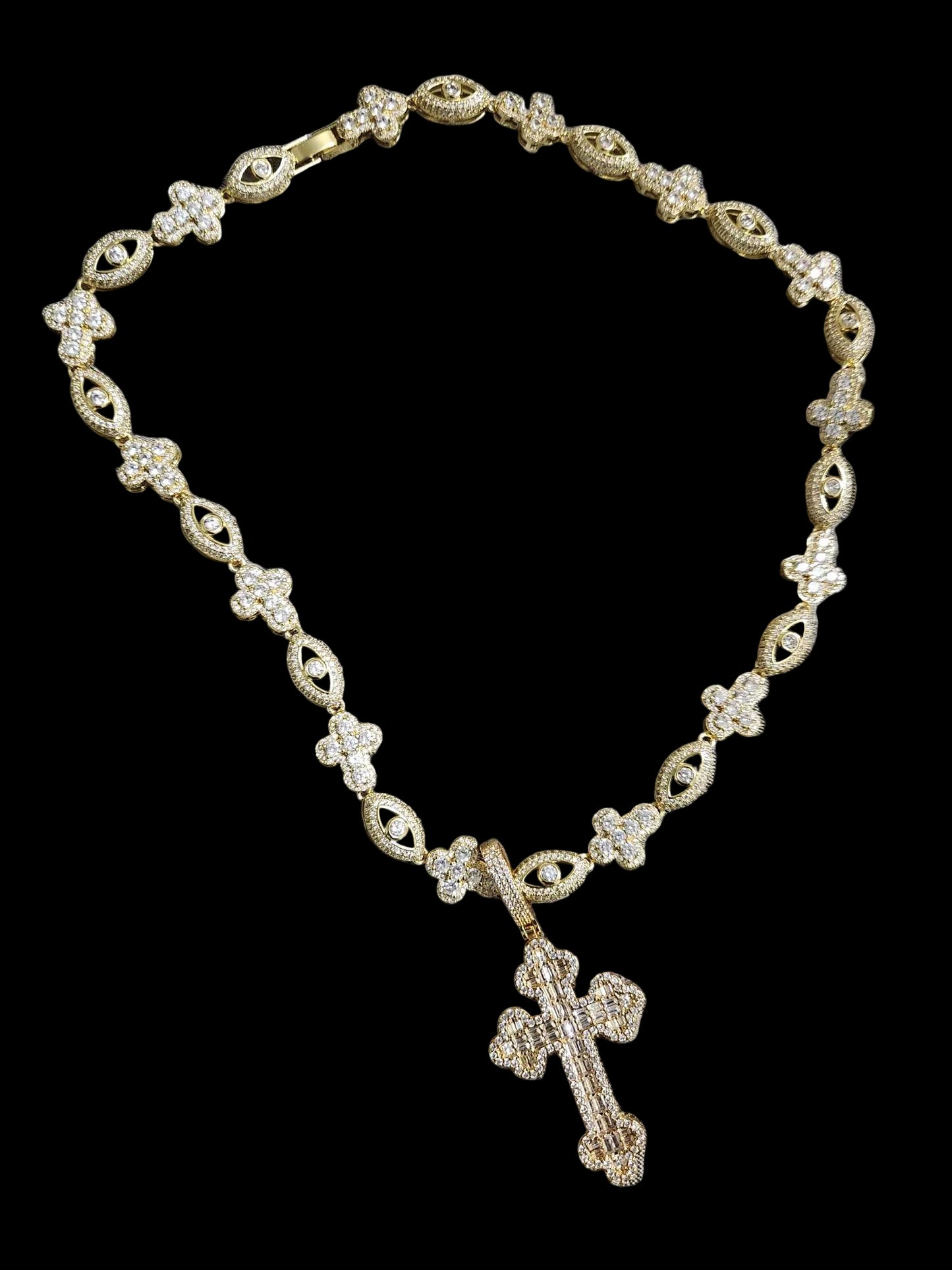 VVS Moissanite Buss down Cross Pendant Hiphop Sterling Silver Diamond "Pass Diamond Test"