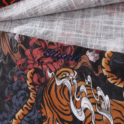 Long Sleeve Hawaiian Shirt For Men Tiger in the Mist Cotton Button-down Aloha Shirt By Yakima