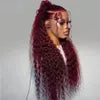 Burgundy Lace Front Wig 40 Inch Deep Wave Frontal Wig