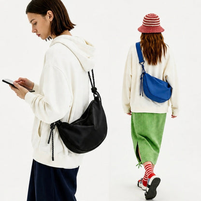 Casually Knotted Nylon Crescent Sling Bag