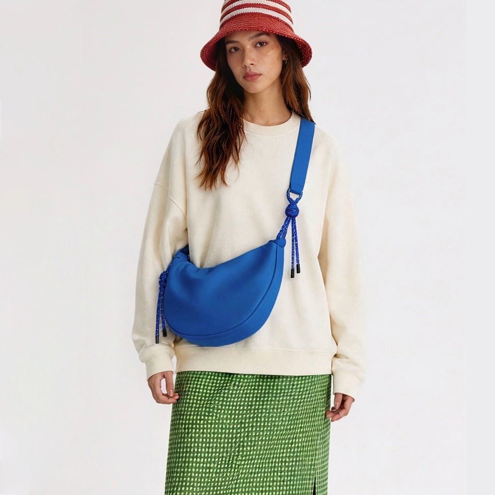 Casually Knotted Nylon Crescent Sling Bag